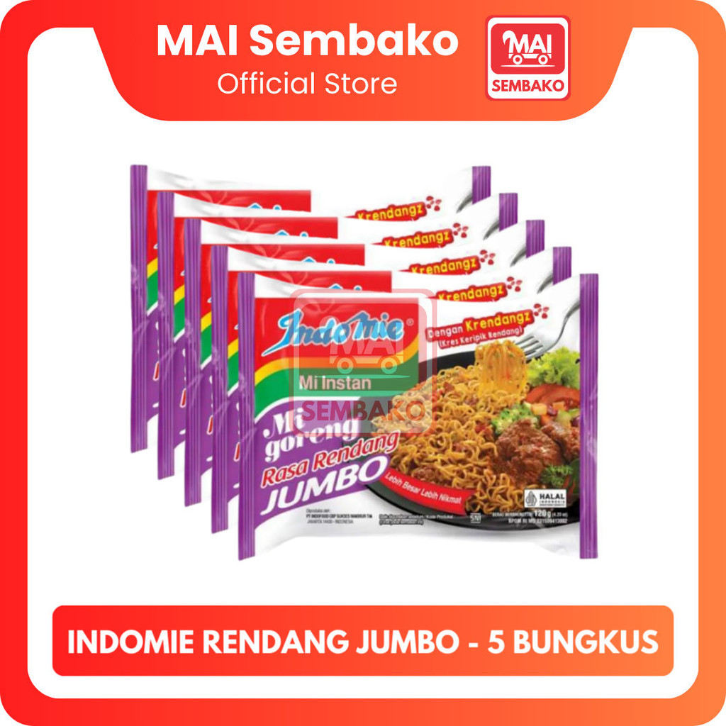 

Indomie Rendang Jumbo 5 Bungkus - Mie Instan Indomie Goreng Rendang Jumbo