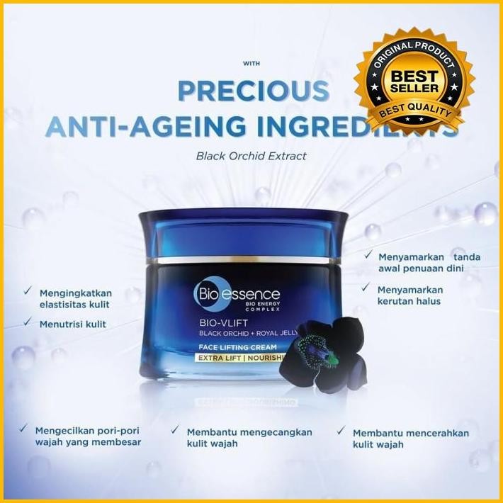 Bio Essence Bio-Vlift Face Lifting Cream 45Gr - Wajah Anti Aging Terbaru 100 % Original