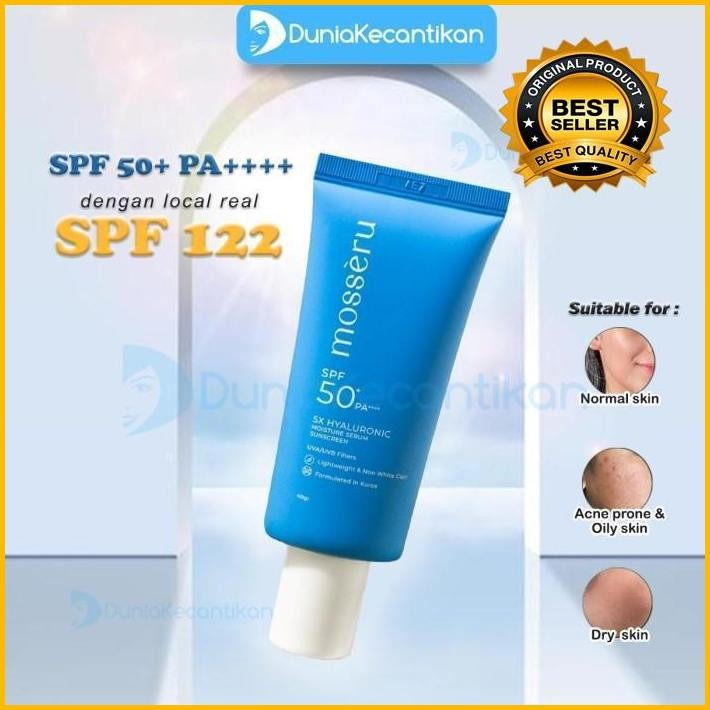 Mosseru 5X Hyaluronic Moisture Serum Sunscreen Spf 50 Pa++++ Sunblock Wajah Terbaru 100 % Original