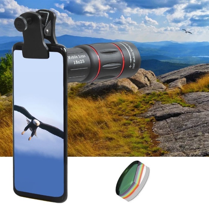 TEROPONG HP / TELESKOP 18X SUPER JARAK JAUH HP DAN KAMERA + TRIPOD