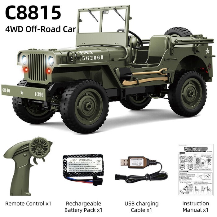 Sale Jjrc C8815 Willys Military Jeep Rc Rock Crawler - 1/10 Scale 2.4Ghz Remote Led Lights Optional