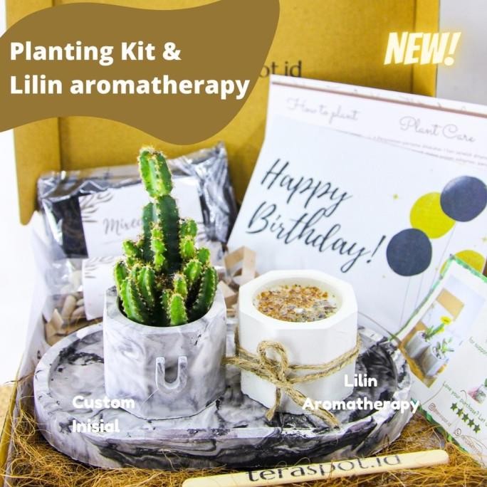 PROMO Hadiah Planting Kit Kaktus Dengan Lilin Aromaterapi - Gift - Hampers