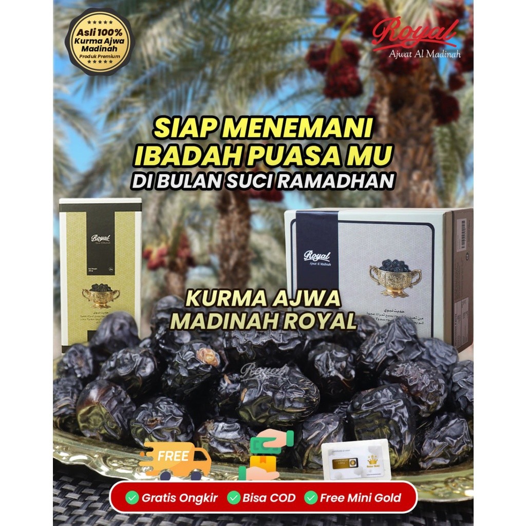 

Kurma Ajwa Royal 260gr 2pcs (Free Ajwa Royal 260gr & Zamzam 50ml) Kurma Ajwa Al-Madinah Bergaransi