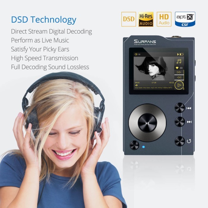 Surfans F20 HiFi Lossless DSD Hi Res Digital Audio Music MP3 Player DAP