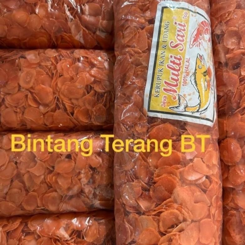 

Kerupuk Bawang Mentah / Ikan Udang Warna Merah Oren 1 Bal Ball 5 kg Multi Sari / Matahari Pagi / Srikandi