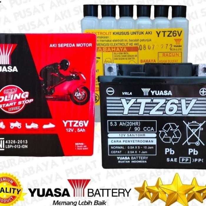 AKI MOTOR VARIO125,150,160,ADV 150 BEAT ISS, SCOOPY ISS YUASA YTZ6V Import Premium