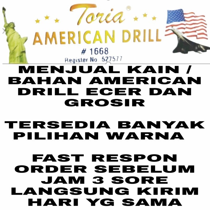 American Drill Toria - Grosir Kain Drill - Bahan Murah