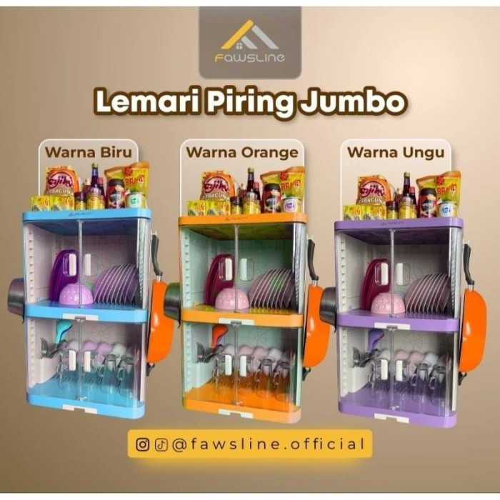 Murah RAK PIRING PLASTIK JUMBO 2 TINGKAT PLASTIK FAWSLINE Non COD
