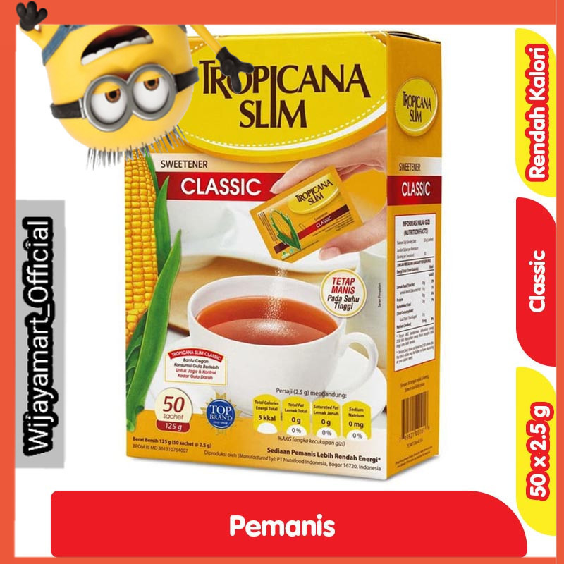 

Tropicana Slim Pemanis Rendah Kalori Klasik 50 x 2.5 g