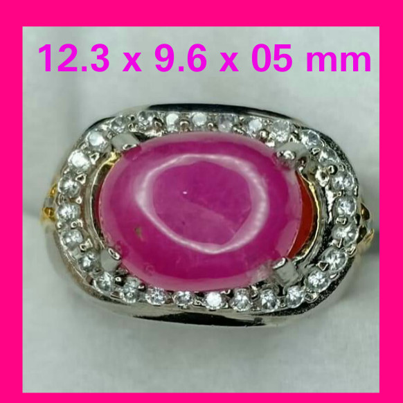Natural Ruby Star Tajam Pinkish Top Kristal Tegas Model Melintang Size Kantoran Elegan Kolektor Item