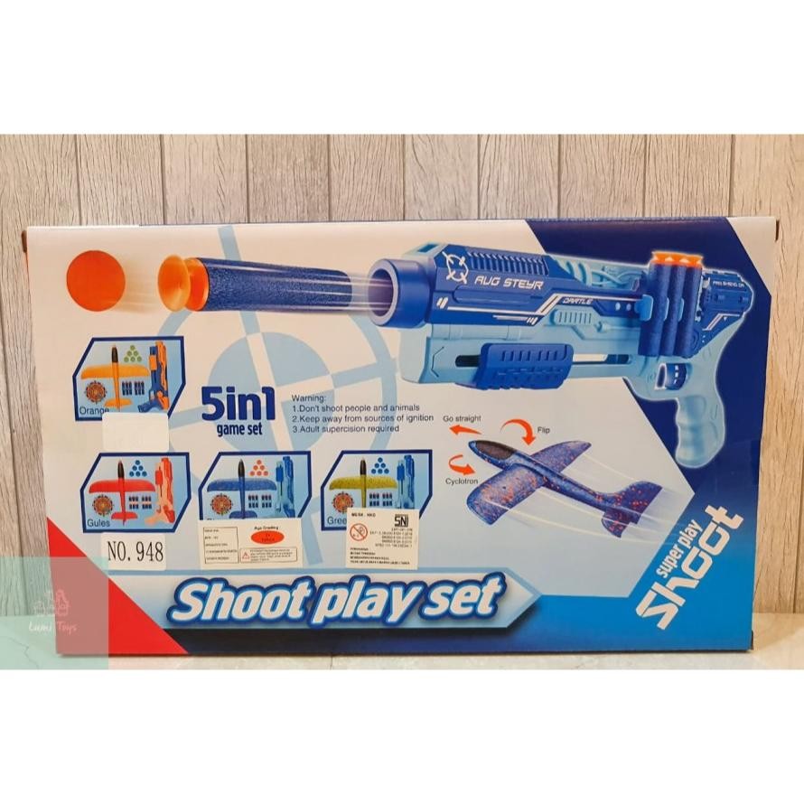 Mainan Anak Pistol Shoot Play Set Pesawat Nerf Gun BB No.948
