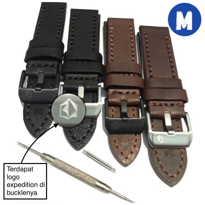 STRAP TALI JAM TANGAN KULIT EXPEDITION ORIGINAL 22 24 HITAM COKELAT
