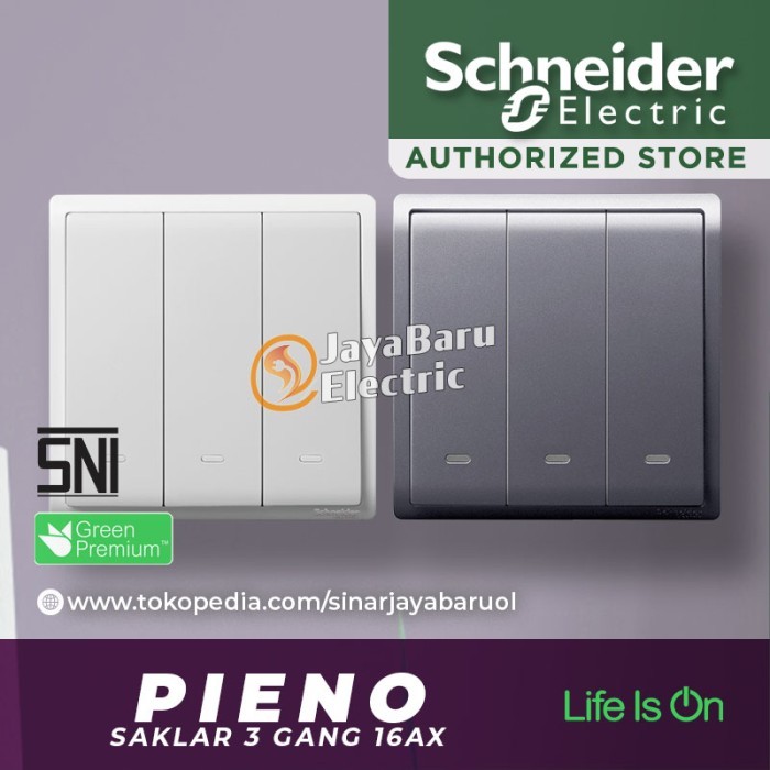 TERBARU Saklar SCHNEIDER PIENO 3Gang 3 Gang 1 Arah Hotel Putih Silver Lavender