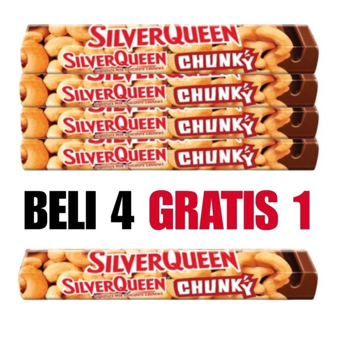 

SilverQueen Beli 4 Gratis 1 Chunky Bar Chocolate Cashews 30 g GVS