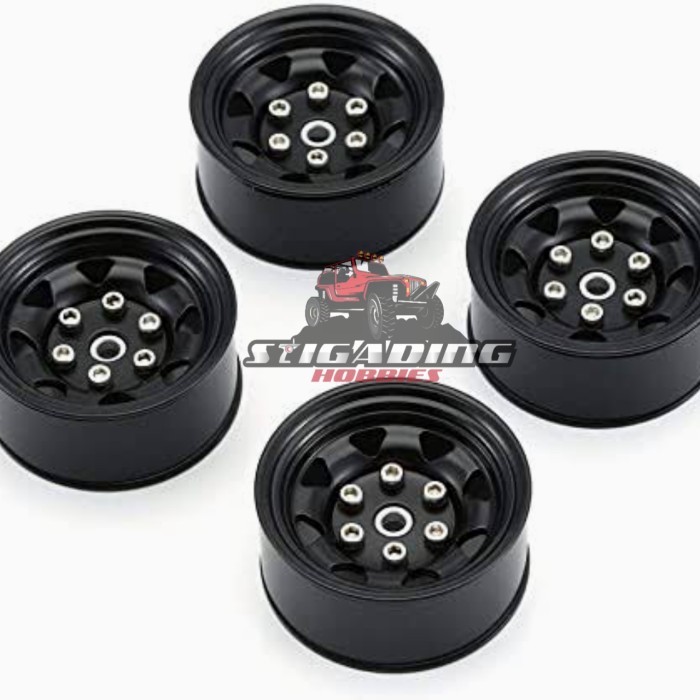 4 PCS VELG METAL RIM BEADLOCK 1.9 RC SCX10 AXIAL MN86KS AX-617BK