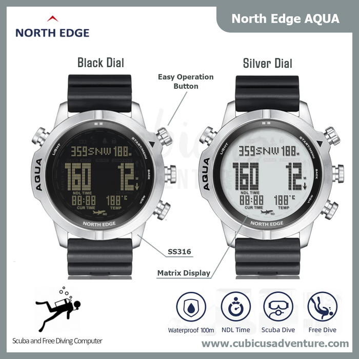 Dive Computer North Edge Aqua - Scuba Diving Freediving Nitrox NDL