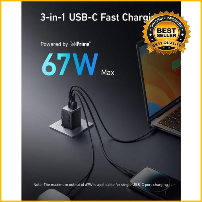 Anker Ganprime Charger 67W Gan Prime 65W Pd Pps 45W 25W - A2669 Terbaru 100 % Original