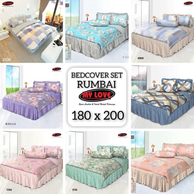 Grosir My Love - Bedcover Set Rumbai King 180X200 (Rumbai Topi) Mylove