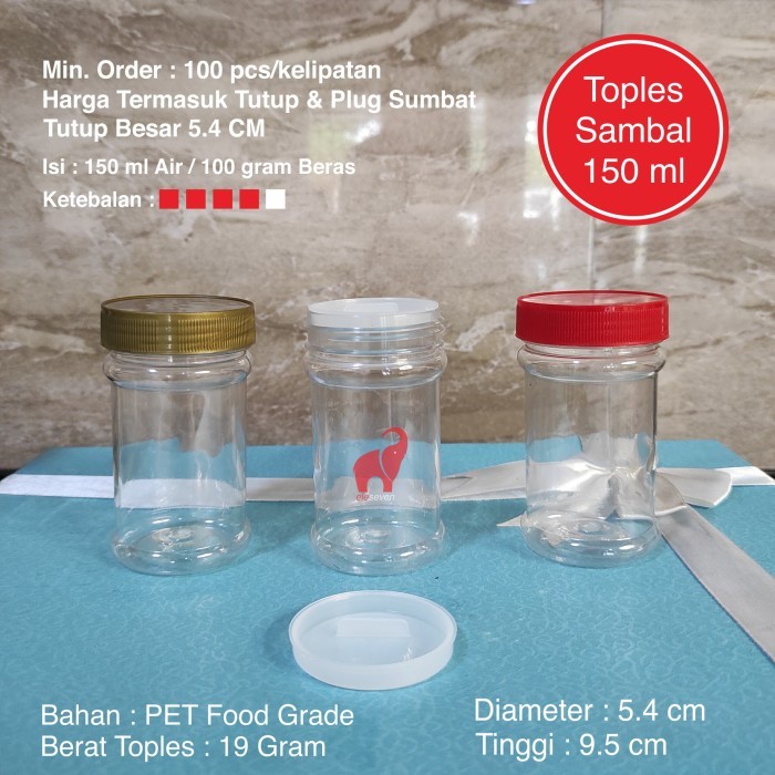BERMUTU Toples Plastik 150 ml - Botol Sambal - Toples Bumbu 100 gram