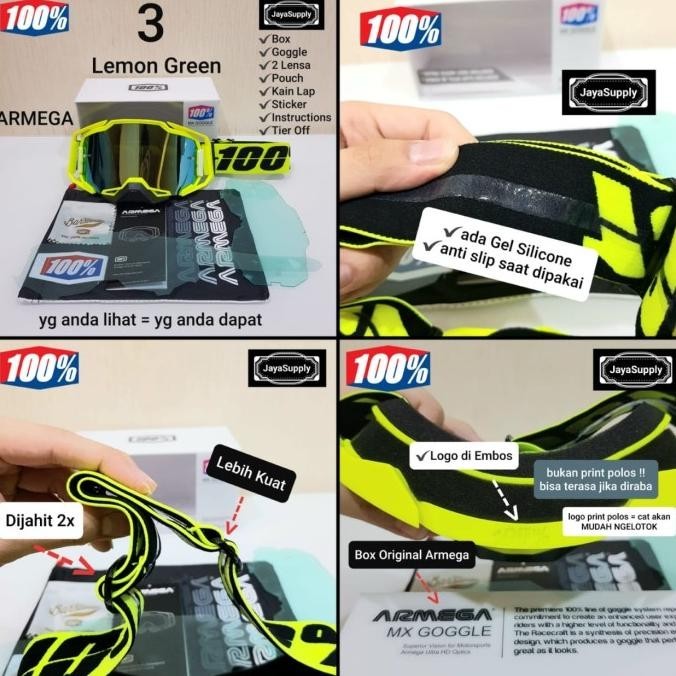 PROMO ORIGINAL Kacamata Goggle Cross 100% Google Fox Trail MX Adventure