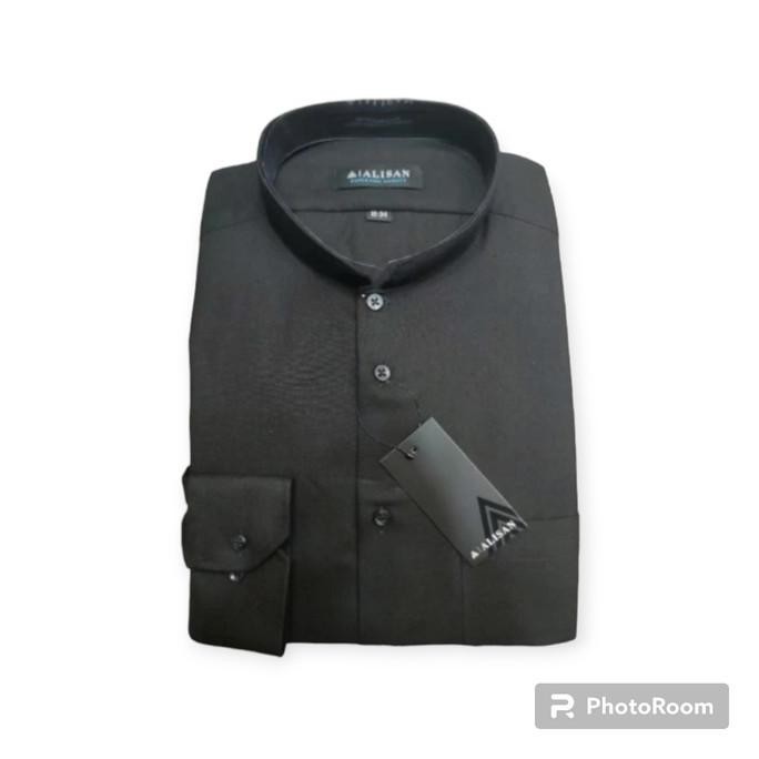 Kemeja Alisan Koko Hitam Polos Lengan Panjang Reguler Fit Terlaris