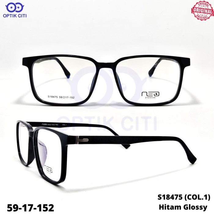 frame kacamata pria kotak size besar Neo 18475 Original Ringan Lentur