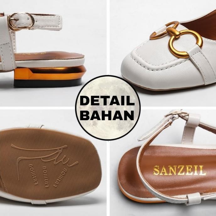 Sandal Flat Shoes Wanita Teplek Anti Licin Kulit Tali Belakang Branded Milly_Shop76