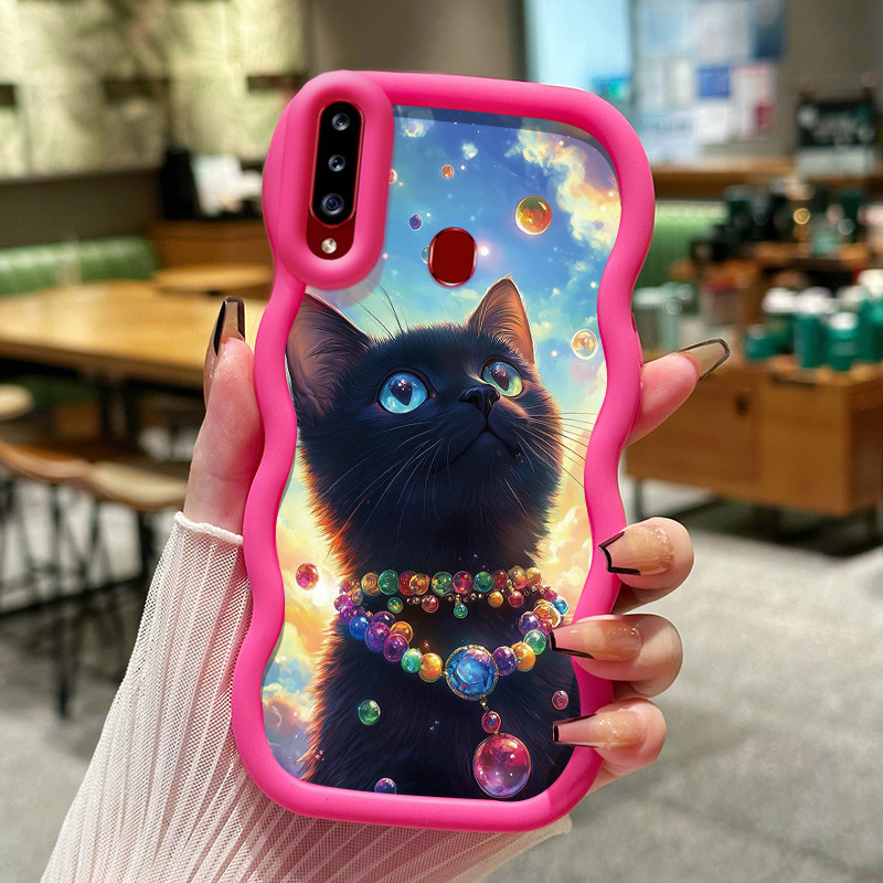 Casing Hp Untuk Samsung A20s Case Casing HP Kesing kucing hitam penutup pelindung silikon Softcase M