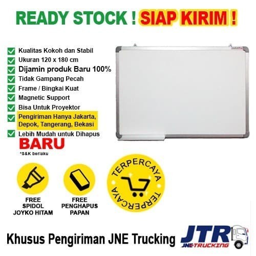 

Whiteboard / Papan Tulis Magnetic SAKANA 120x180 cm ( Single Face )