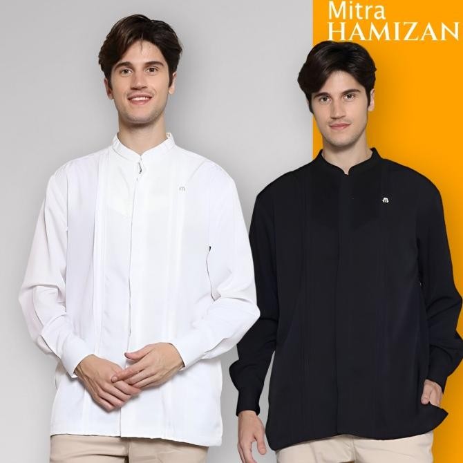 Baju Lebaran Couple Pasangan Suami Istri Koko Putih Lengan Panjang Terlaris