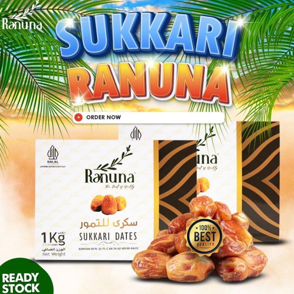 

KURMA SUKARI PUM BOX 1KG Sukkari Sukary Exclusive Ruthob Sukkary Madinah Korma Dates Ranuna