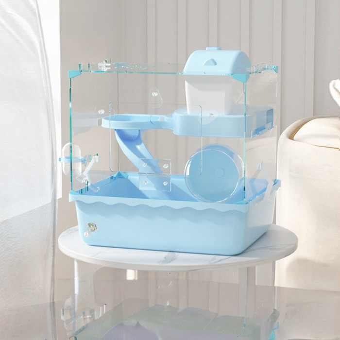 TERBARU Kandang Hamster Akrilik Transparan - Kandang Hamster 2 Tingkat Lengkap