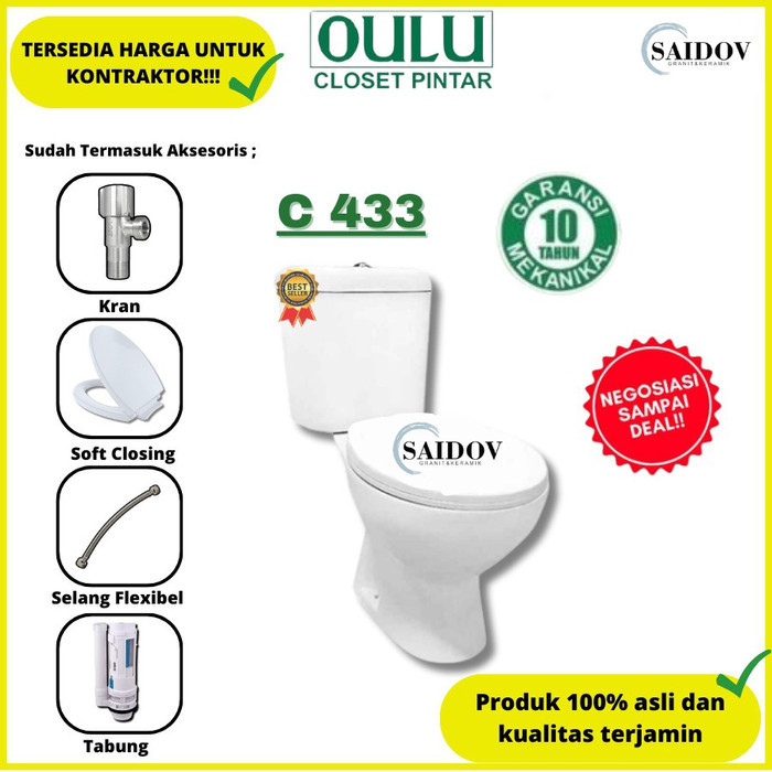 TERBARU OULU C433 CLOSET DUDUK / TOILET DUDUK / CLOSET TWO PIECE PUTIH