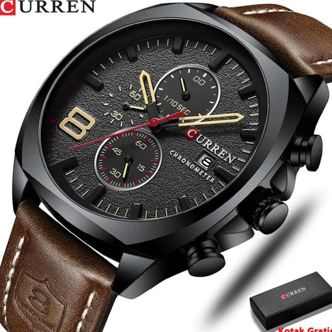 CURREN Jam Tangan Pria Militer Chronograph Leather Quartz Watch 8324 Terlaris