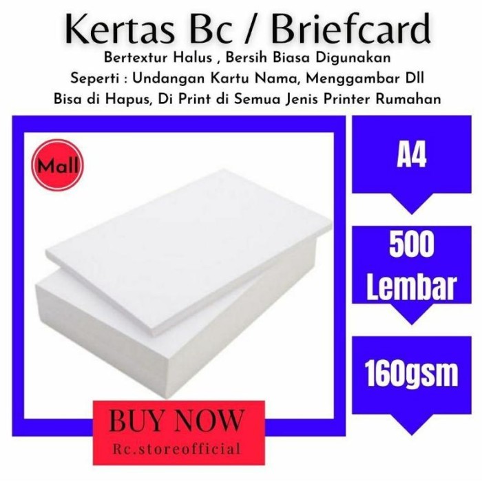 

DISKON [ 500 Lembar A4 hight quality ] Kertas Bc / Briefcard 160gsm