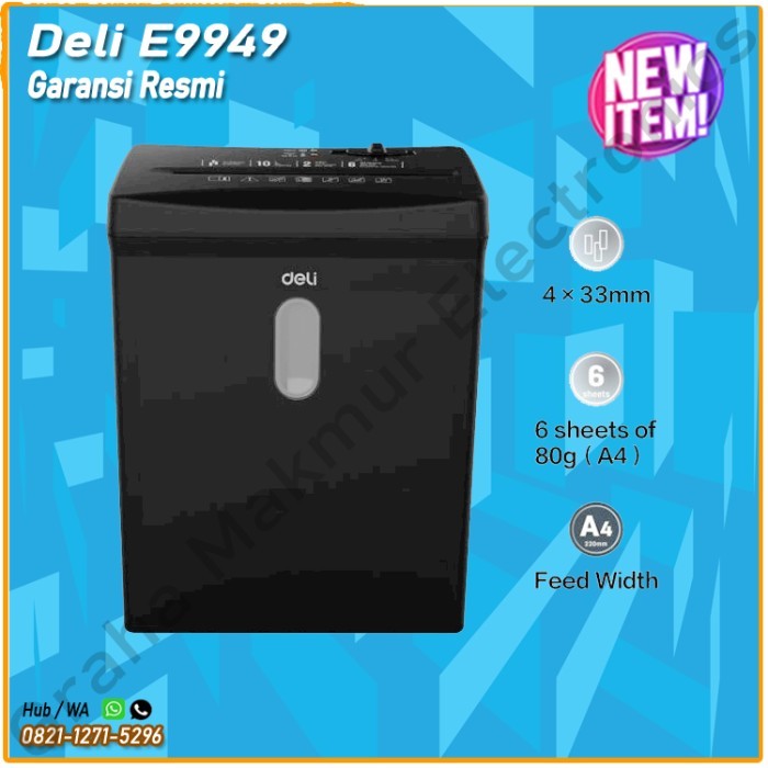 

Deli Penghancur Kertas kapasitas 6 lembar menghancurkan staples E9949