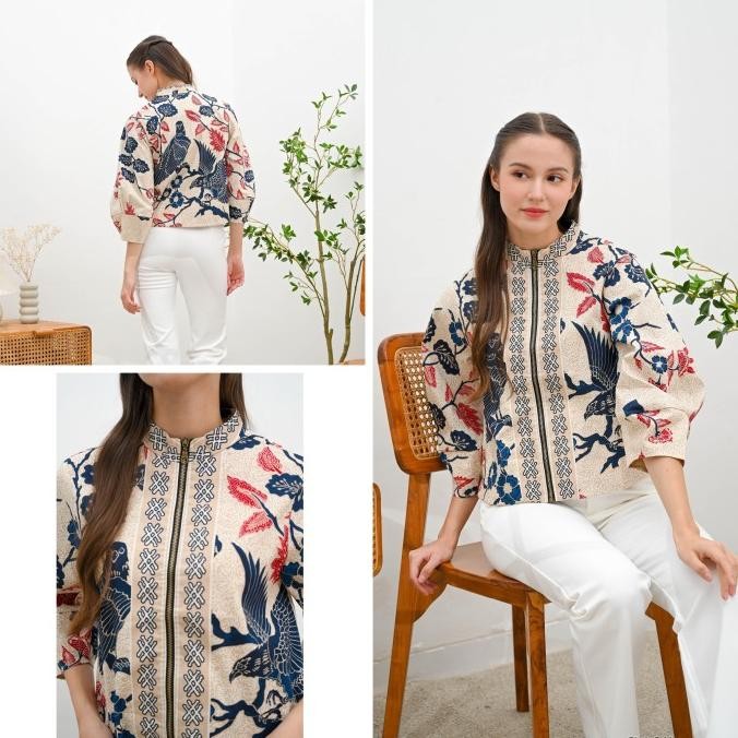 Bomber batik wanita modern / jaket batik wanita / seragam luaran kerja Terlaris