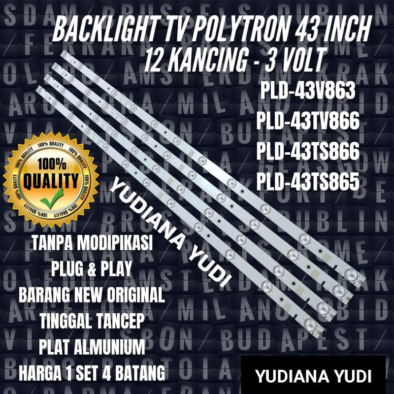 BACKLIGHT TV LED POLYTRON 43INC 12K- 3VOLT PLD43V863 PLD43TV866 PLD43TS866 PLD43TS865