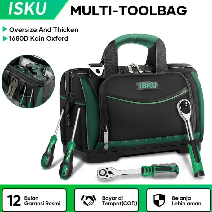 Murah Isku Tool Bag Besar 13-20 Inch Kain Oxford Tebal Tas Alat Perkakas Kuat Tas Perkakas Toolkit T