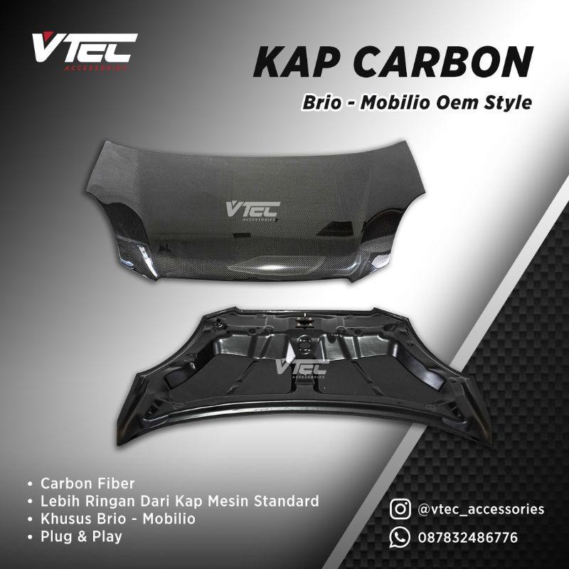 Kap Mesin Carbon Brio Mobilio Oem Style