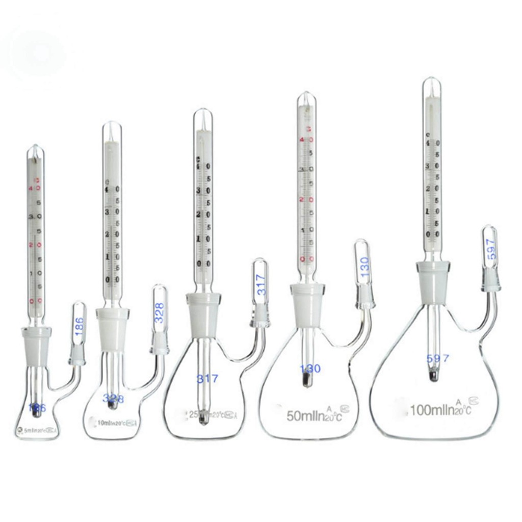 5ml 10ml 25ml 50ml 100ml Thermometer Pycnometer Glass Specific Gravity Bottle Class A Science Labwar