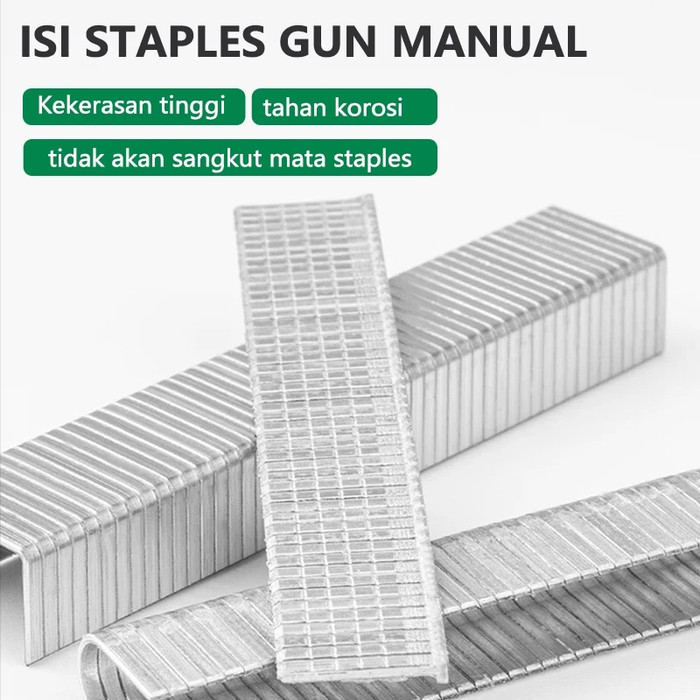 

ISKU Isi staples gun manual with Bahan baja karbon tinggi,8-12mm Mix 1000pcs - Stapler Gun Tembak