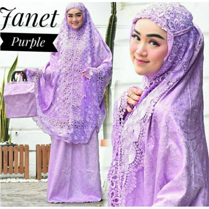 Mukenah Renda Seroja Bordir Swarovski Sutra Paris(Mewah)+Tas Cantik