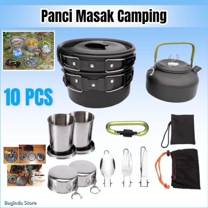 Rei Official Shop - Set Panci Nesting Cooking Peralatan Alat Masak Camping Outdoor 10 Pcs