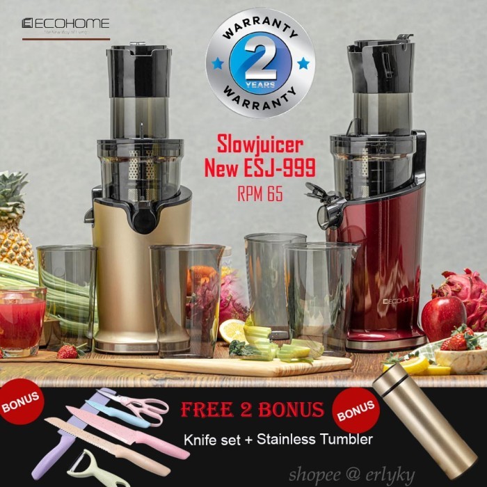 Ecohome Slow Juicer (RPM 40) Pengekstrak Buah ESJ-999. ORIGINAL, PROMO