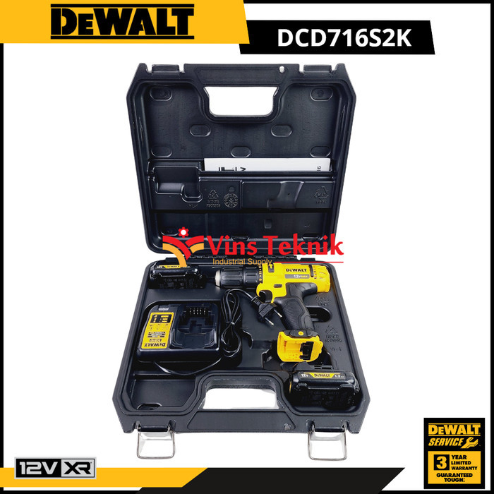 Mesin Bor Baterai Cordless Hammer Drill Dcd716C2K Dewalt Dcd716