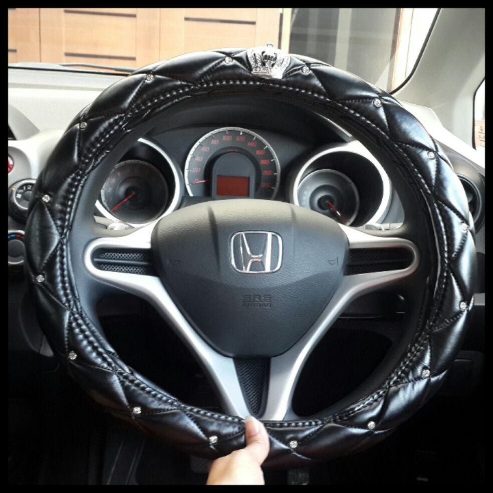 Sarung Setir Mobil Dad Logo Mahkota Size M Diameter 38Cm Cover Stir Kulit Crown Aksesoris Interior C