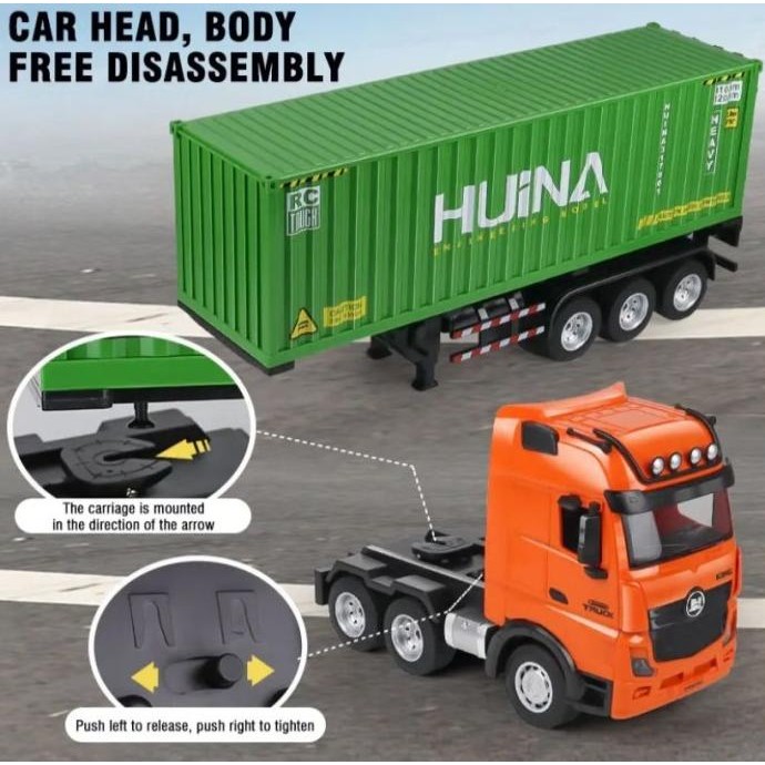 RC Huina Truk Kontainer Kontener 1317 RC Container Truk Traktor Mainan Anak 2.4Ghz 9Ch 1/18 Terlaris