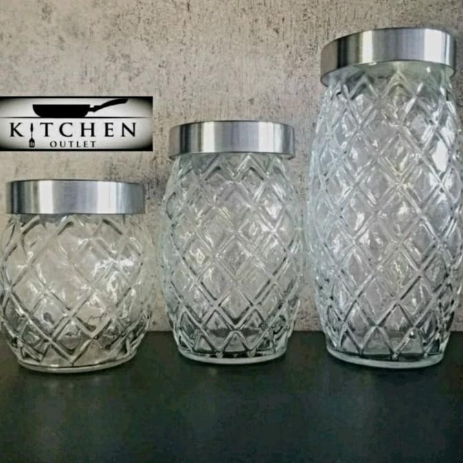 PROMO Toples Kaca Toples Kaca Tebal Toples Lebaran Set isi 3pcs