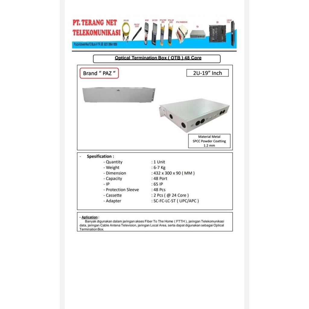otb / odf rackmount 48 core + adaptor lc PAZ